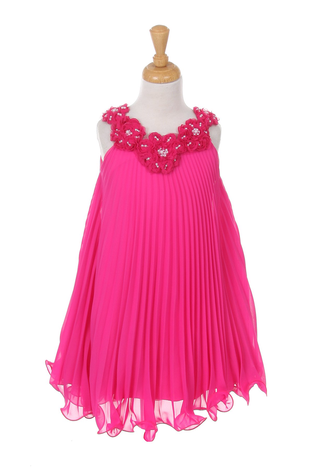 fuschia pleated chiffon dress